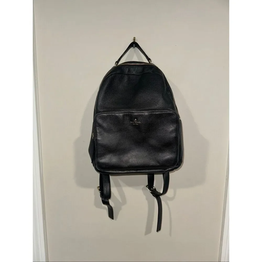 Kate Spade Mini Nicole Larchmont Avenue Black Pebbled Leather Backpack